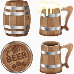 木桶木质啤酒杯啤酒盖