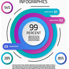 蓝色紫色圆形信息图表