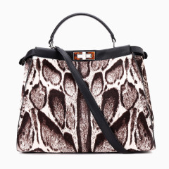 芬迪棕色斑点图案马毛两用包