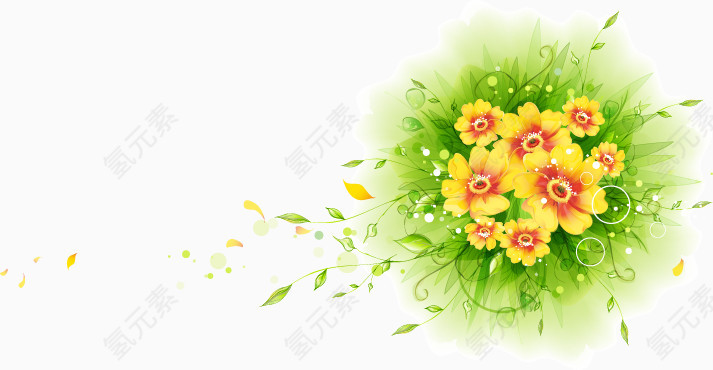 手绘花朵花束图案