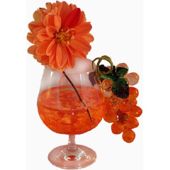 菊花葡萄红杯子素材免抠