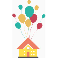 可爱手绘飞屋矢量图