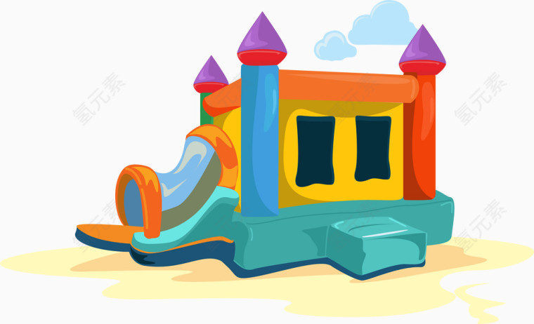 可爱手绘儿童游乐设施矢量图