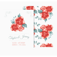 红色玫瑰花邀请卡片矢量素材