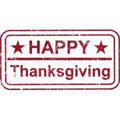 感恩节英文红色印章