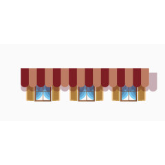 矢量暗色小窗窗帘