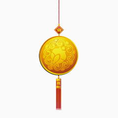 春节元旦元宵黄色圆形中国结