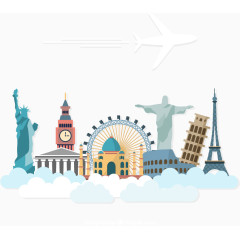 节假日旅游时尚扁平化城市景色设计矢量素材