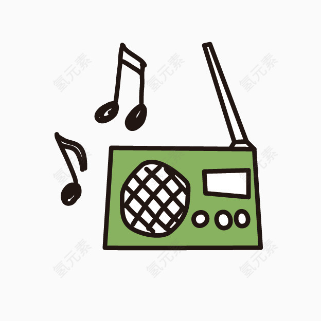 绿色卡通收音机