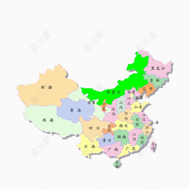 中国省市区分布图
