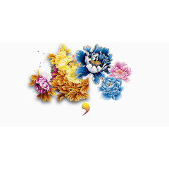 多彩牡丹花花卉素材