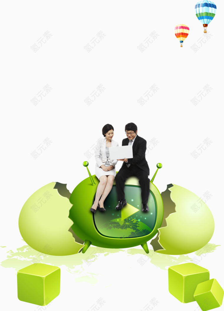创意电视上的男女