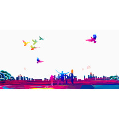 扁平化城市剪影