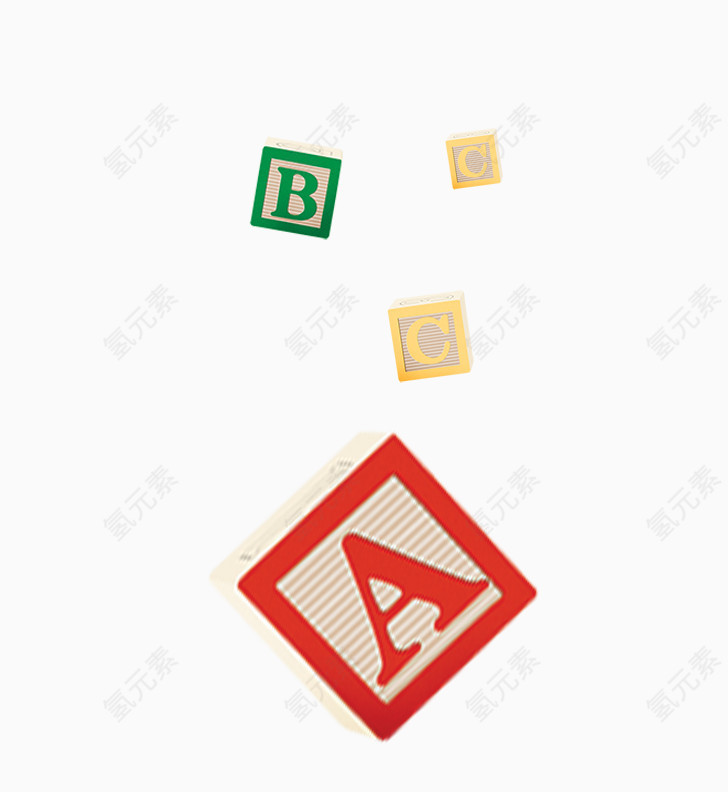 红色简约方块英语漂浮素材