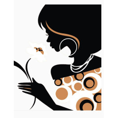 抽象黑色女孩侧脸图