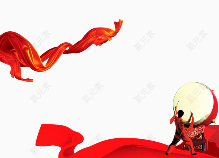 红色彩灯飘带丝带素材