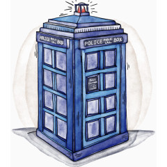 可爱蓝色英伦风警察岗亭矢量图