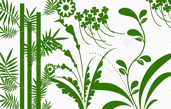 竹林中的花草