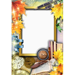 枫叶书本丝带装饰边框