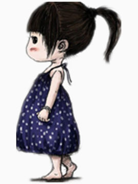 小女孩侧面矢量图