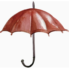 矢量水彩绘红色雨伞