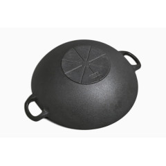 老式生铁锅底部特写