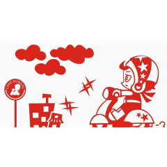 骑摩托车的小男孩