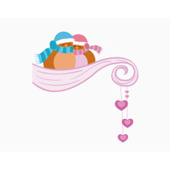 小清新粉色爱心和小船