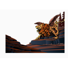 矢量图长翅膀的狮子