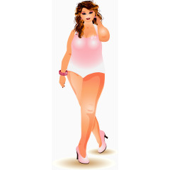 矢量手绘胖女孩