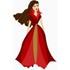 矢量手绘红裙美女