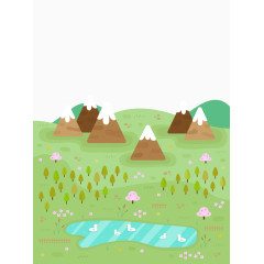 卡通绿色风景图