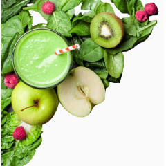 猕猴桃蔬菜叶苹果红莓图片素材