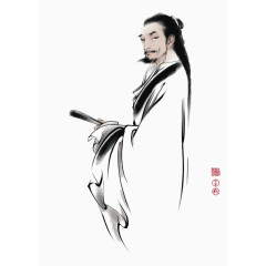 拿着扇子的古人