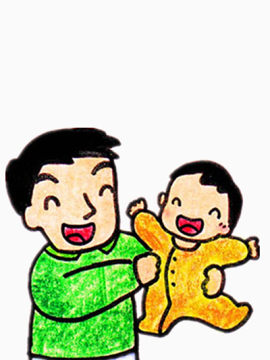 爸爸抱着孩子