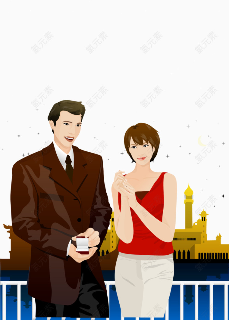 夜幕下帅哥向美女求婚