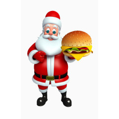 卡通圣诞老人拿着汉堡