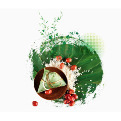 端午节专辑 水墨画 粽子 红枣 叶子 米