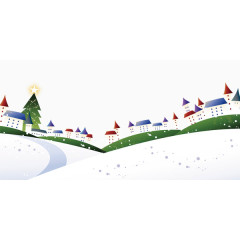 卡通唯美可爱雪景小房子手绘