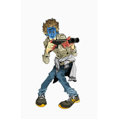 拿着双管猎枪的人