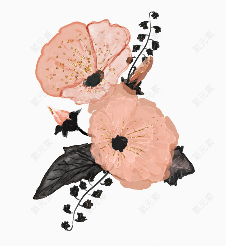 手绘粉色浪漫花