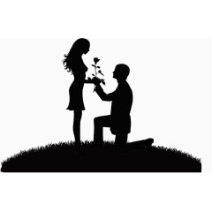 矢量爱的表白情人式节求婚剪影