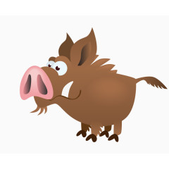 矢量卡通森林野猪