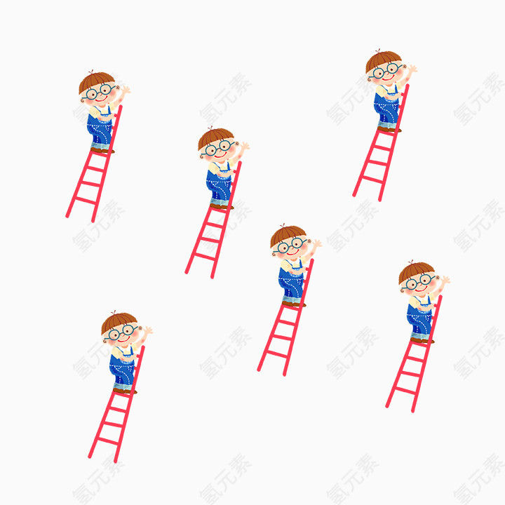 卡通人物爬楼梯