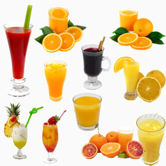装饰图案各种种类的水果和果汁