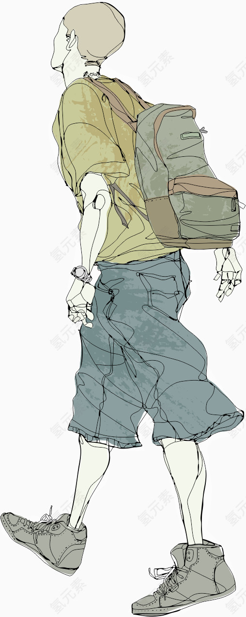 大步走路的都市男孩