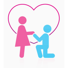 爱心粉蓝简约标志求婚