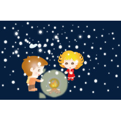 雪花儿童烤火