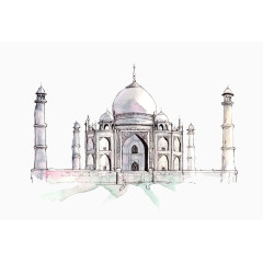 手绘巴黎圣心大教堂