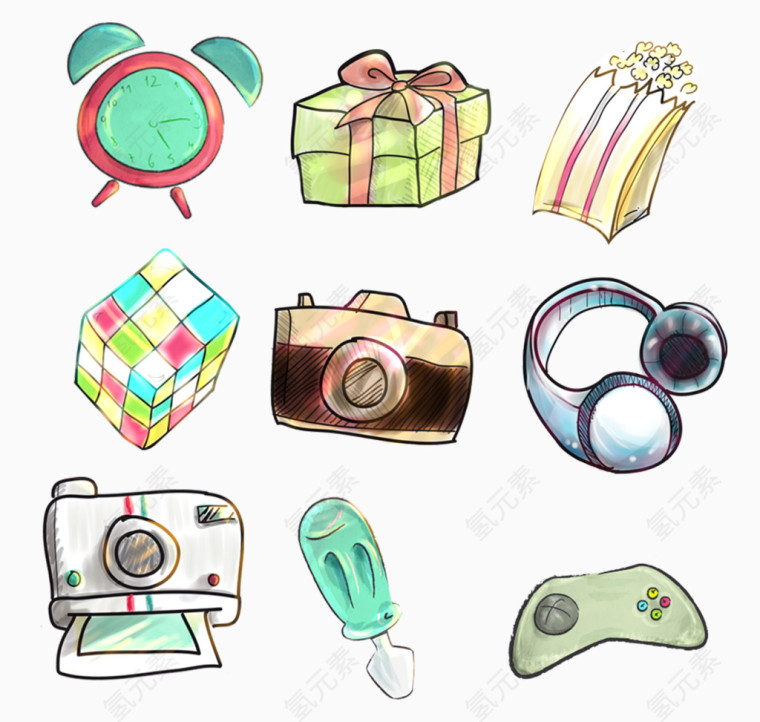 手绘风格可爱PNG图标